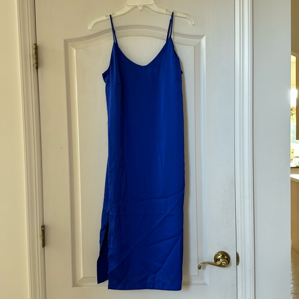 Blue slip dress